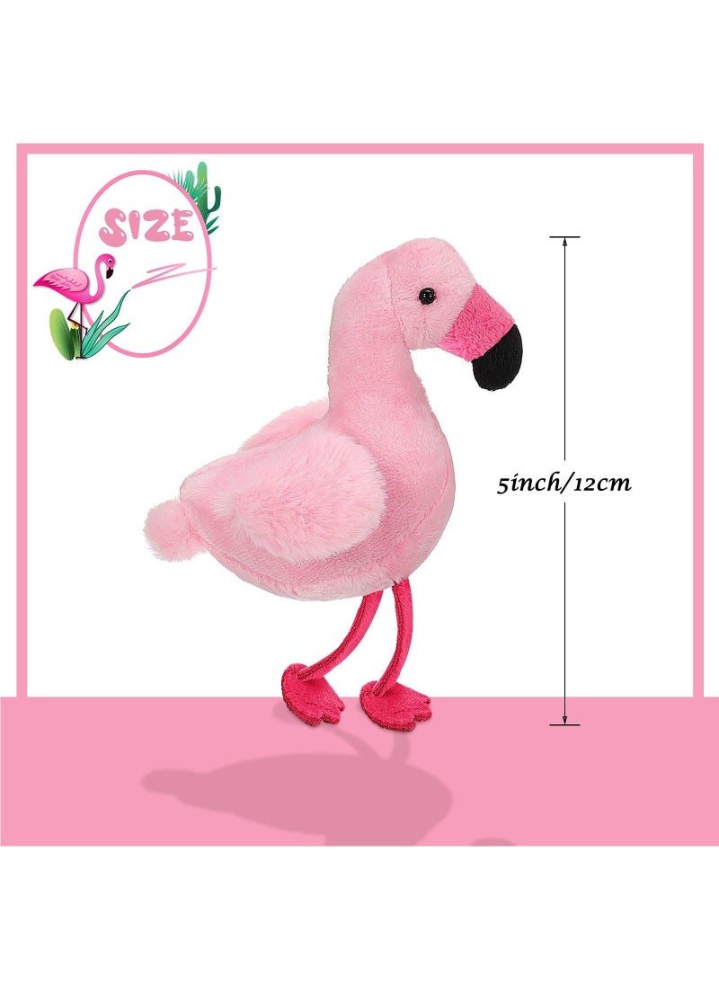 6 Pcs Mini Flamingo Plush Toys 5 Inch Plush Flamingo Stuffed Doll Keychain Hanging Ornaments Foot Colour Random