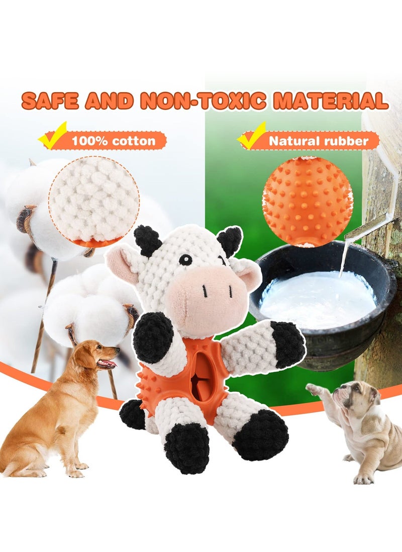 4-in-1 Plush Dog Toy for Teething - Interactive Stuffed Puppy Chew Toy with Treat Dispenser, Squeaky Features, Ideal for Small and Medium Dogs