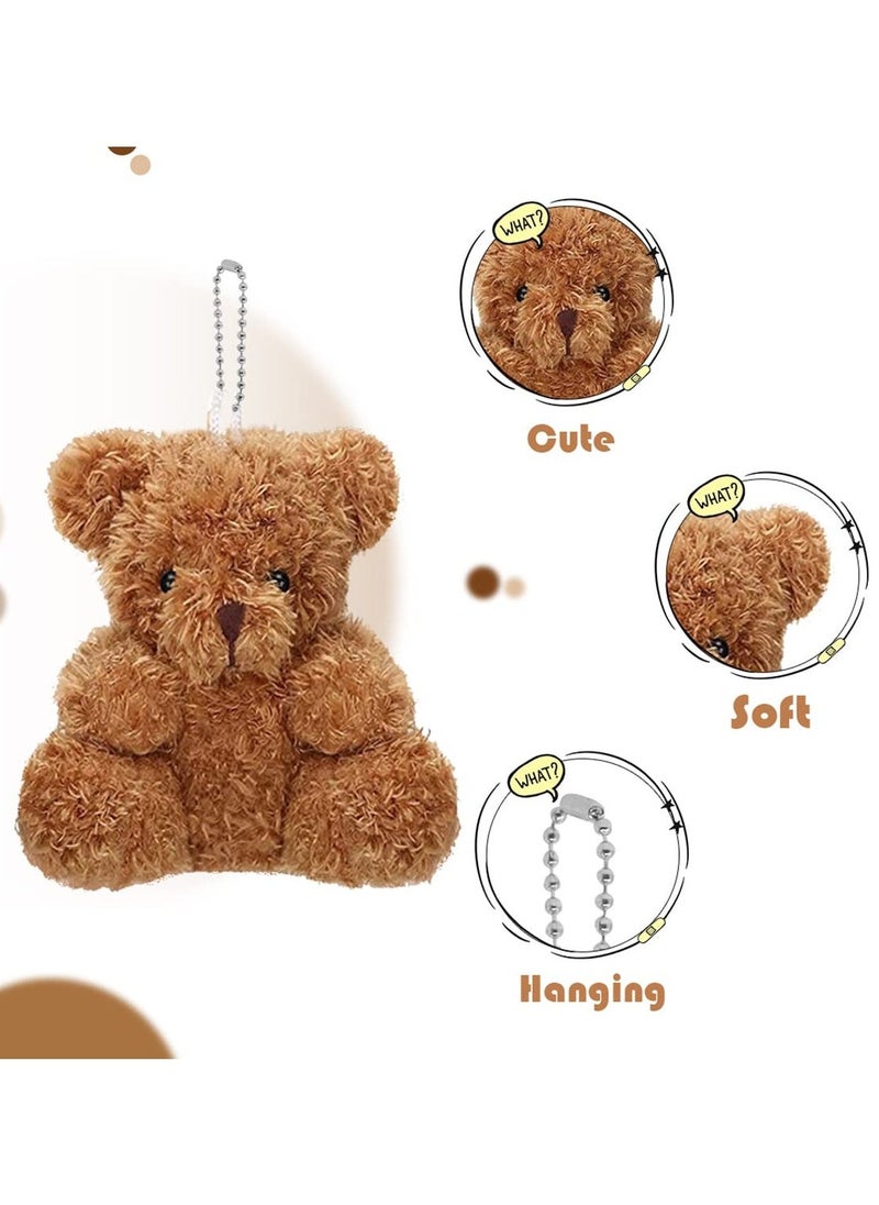 Mini Teddy Bear, 6Pcs Stuffed Animal Toys, 4in Teddy Bears Doll for Boys Girls Birthday Cake Wedding Decorations Present Graduation Party Favors Bag Keychain