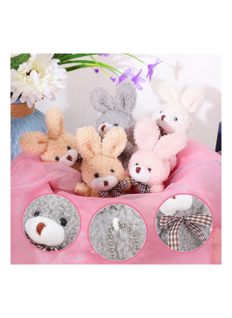 12 Pcs 4 Inch Mini Plush Stuffed Animal Bear Bunny Koala Jointed Furry Doll Toys for DIY Keychain Gifts Birthday Wedding Party Favors