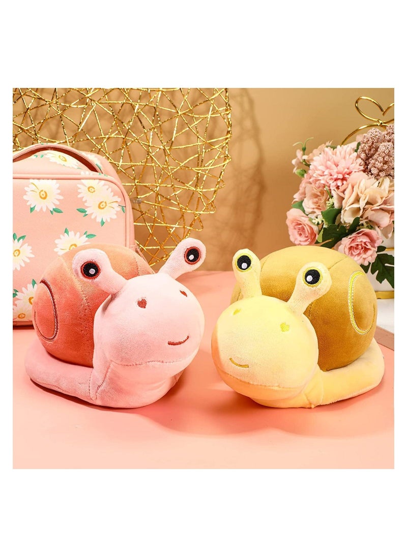 2 Pieces Snail Doll Plush Toy 7.87 Inch Cartoon Lovely Birthday Gift C ute Soft Snail Plush Toy Snail Stuffed Animal Toy Kawaii Animal Pillow for Home Decoration Gift Pink, Yellow