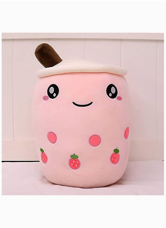 Milk Tea Cup Stuffed Boba Food Shaped Plush Toy for Kids Pink Strawberry 9.4In