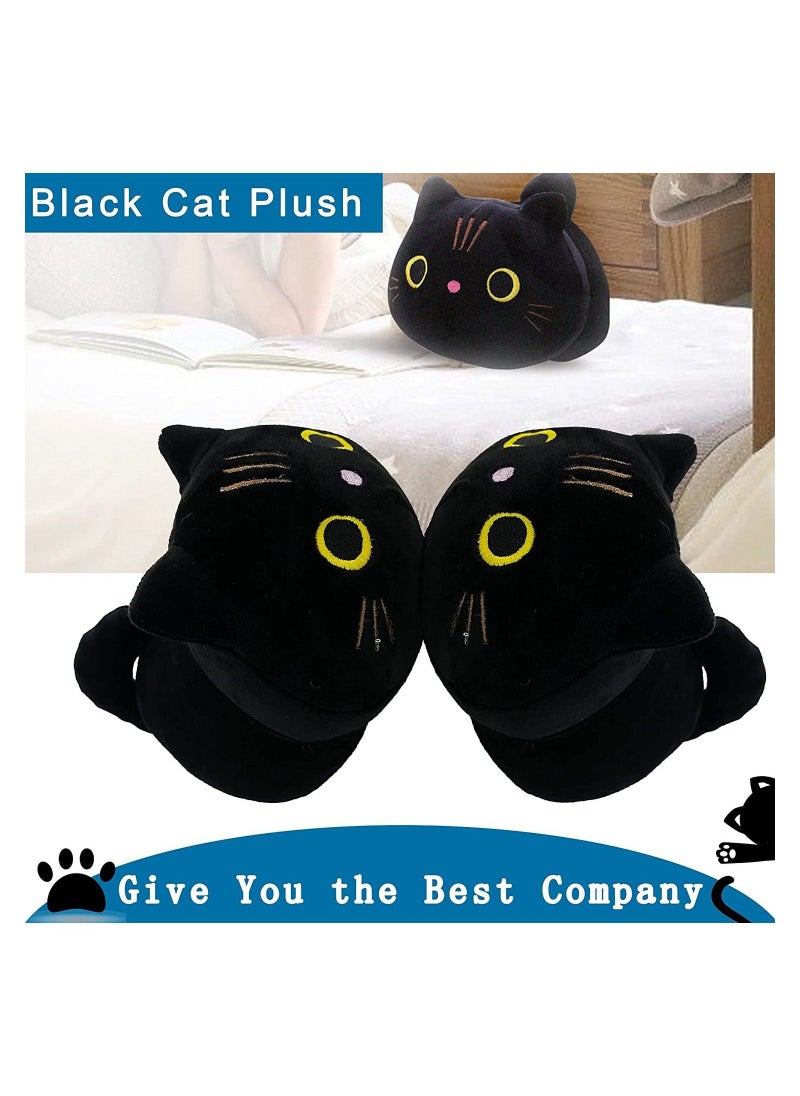 10Inch Black Cat Plush Pillow Cat Stuffed Animal Plushies Cute Kitten Toys Sleeping Hugging Pillow Soft Cushion for Girls Kids Women 1PC