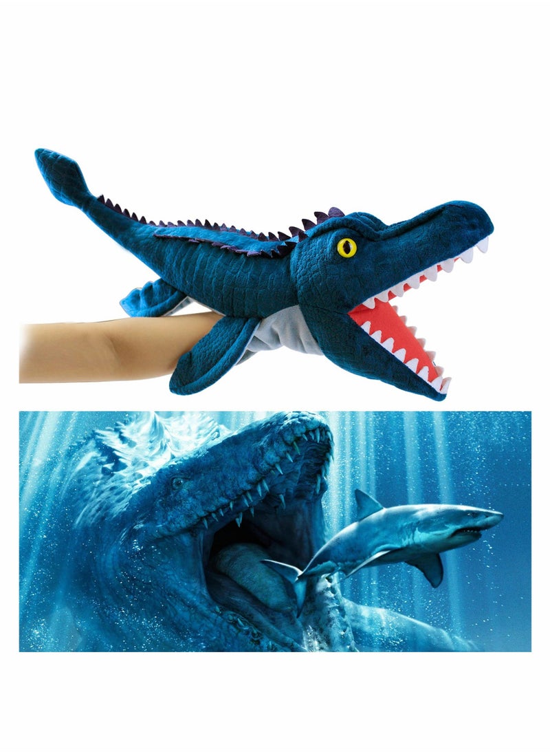 Dinosaur Hand Puppets, Mosasaurus Jurassic World Stuffed Animal   Soft Plush Toy, Open Movable Mouth Finger Gift, Birthday Gifts for Kids, Creative Role Play