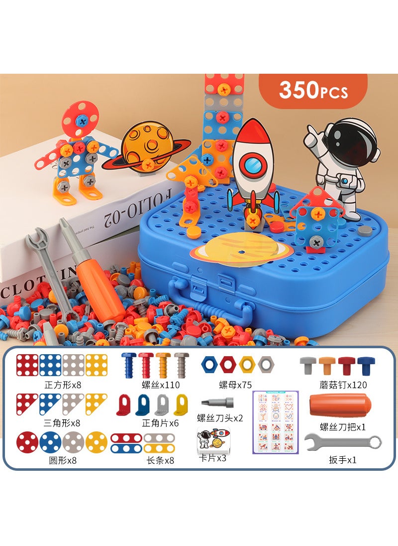 Kids DIY Assembly Toy with Drill Toolbox[Astronaut] portable toolbox 350PCs (without electric drill) [Astronaut] portable toolbox 350PCs (without electric drill)