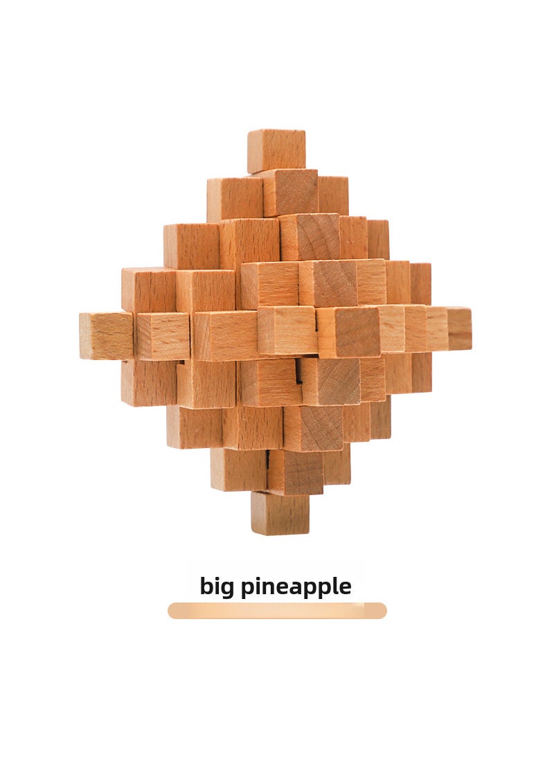 Classic Kids Puzzle Wooden Toy Brain Teaser LockBig Pineapple Big Pineapple