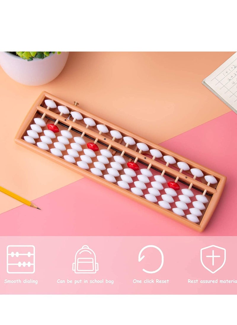 Soroban, Plastic Abacus with 13 Rows, Chinese Calculator, Counting Tool with Reset Button