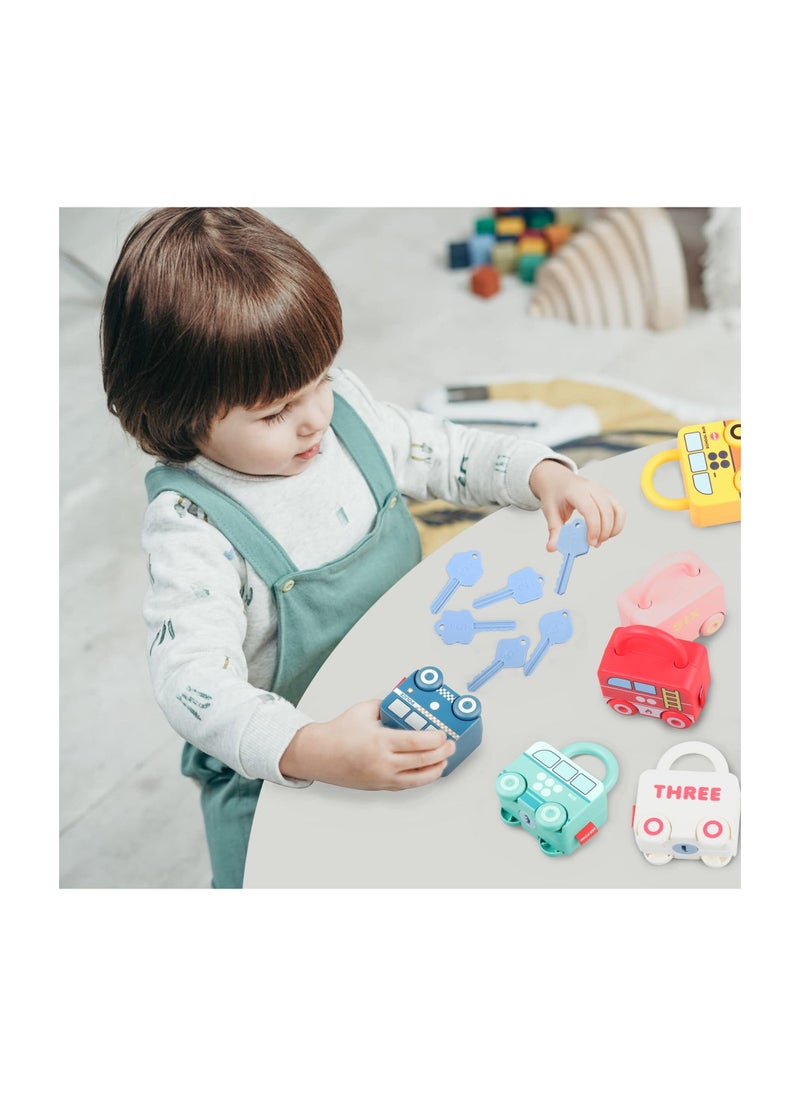 Montessori Educational Learning Games Toy, Mini Pairing Lock, Busy Boards Cars, Toy Cars for Baby 18 Months Age 1 2 3 One Year Old Kids Boys Girls Gifts Presents