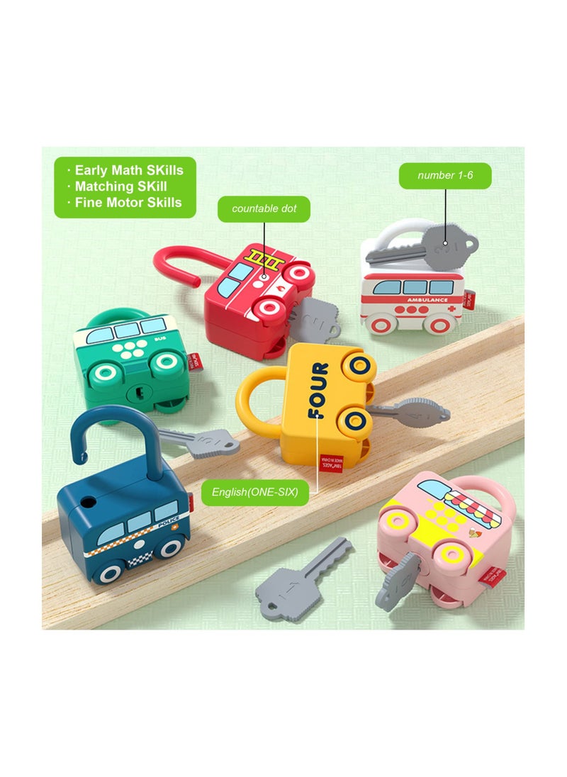 Montessori Educational Learning Games Toy, Mini Pairing Lock, Busy Boards Cars, Toy Cars for Baby 18 Months Age 1 2 3 One Year Old Kids Boys Girls Gifts Presents