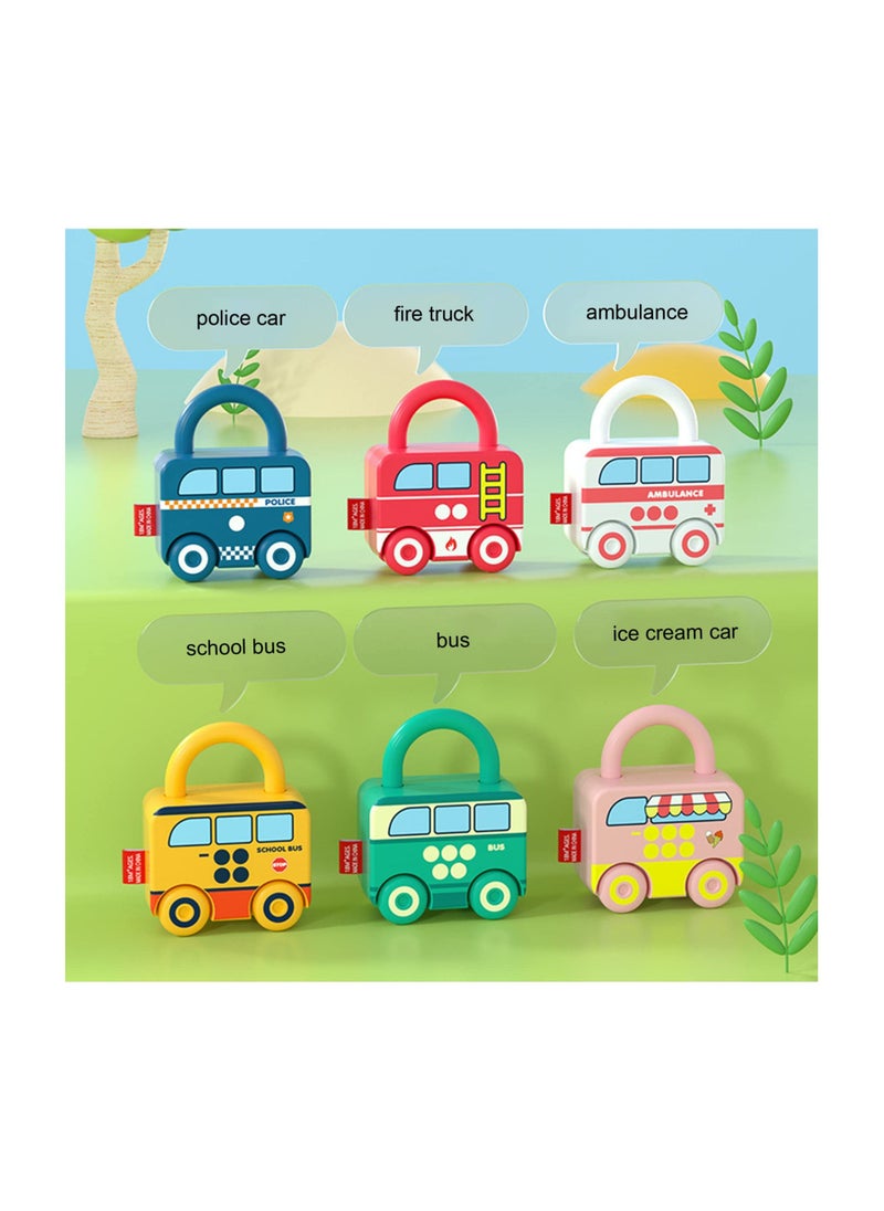 Montessori Educational Learning Games Toy, Mini Pairing Lock, Busy Boards Cars, Toy Cars for Baby 18 Months Age 1 2 3 One Year Old Kids Boys Girls Gifts Presents