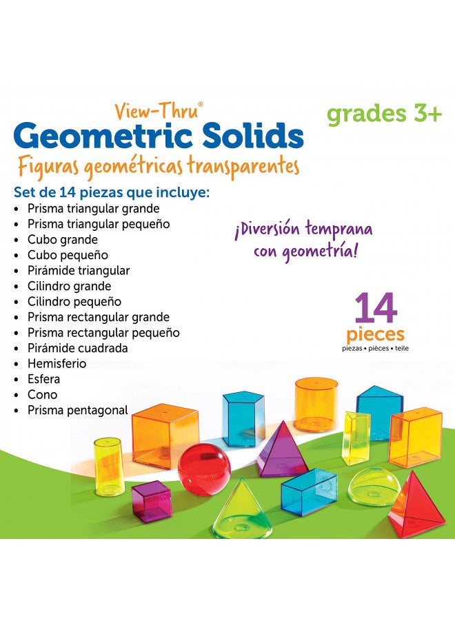 Learning Resources View-Thru Geometric Solids, Geometry Helper, 14 Pieces, Ages 8+