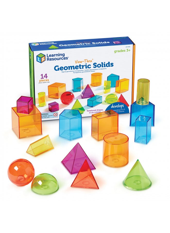 Learning Resources View-Thru Geometric Solids, Geometry Helper, 14 Pieces, Ages 8+