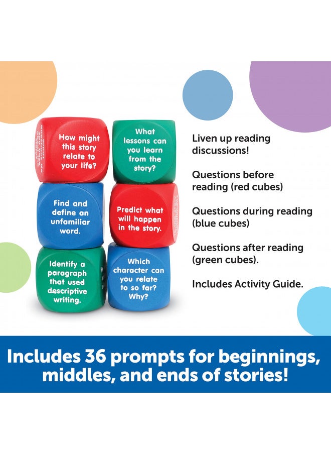 Learning Resources Reading Comprehension Cubes - Set of 6, Kids Ages 6+ Teacher and Classroom Supplies, Reading Aids for Kids