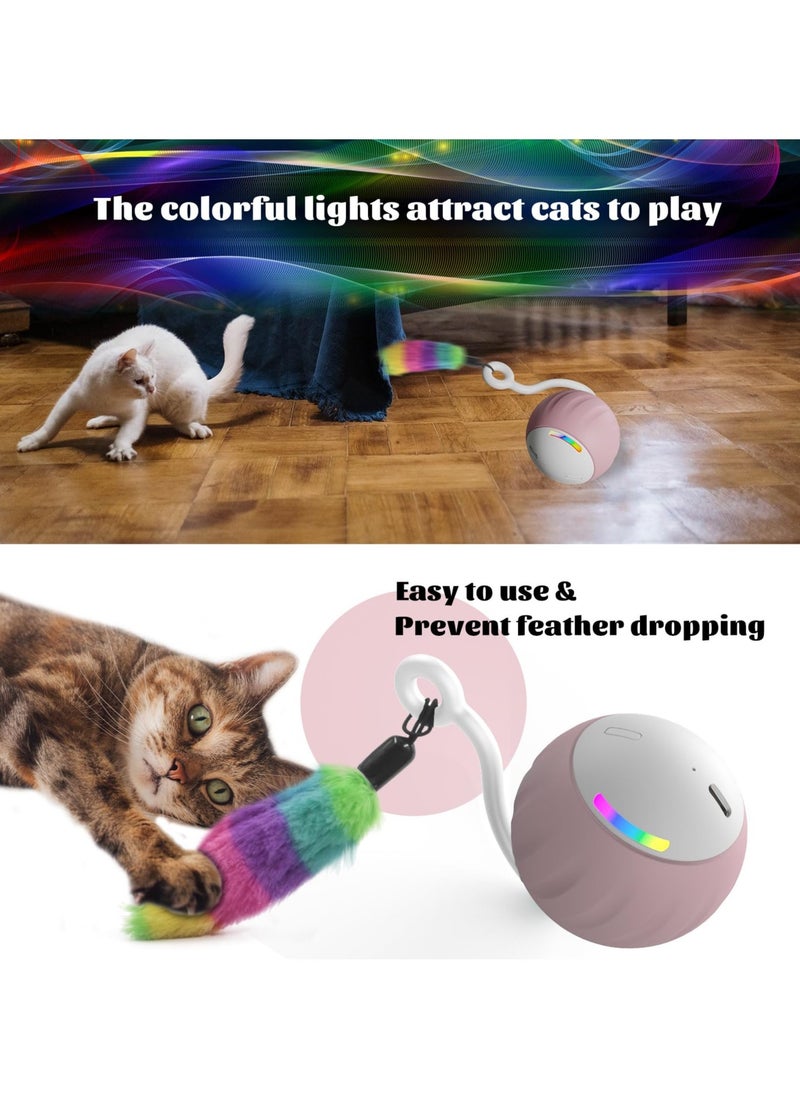 Cat Toy, Interactive Cat Toys for Indoor Cats, DIY 5 in 1 Automatic Moving Cat Ball Toys/Puppies Toys with LED Rainbow Lights, Two Speeds Smart Cat Toys