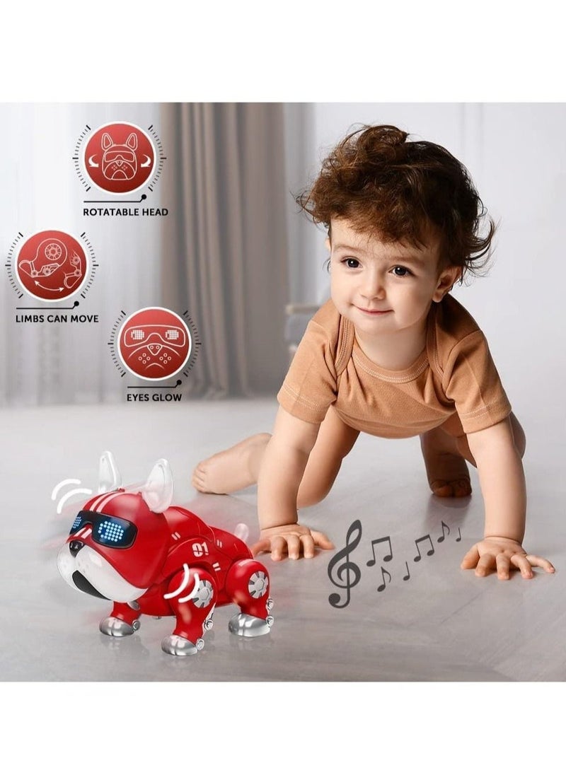 Tummy Time Baby Musical Toys Walking Infant Robot Dog Toys | Pug Early Educational Crawling Music Toys  Toddler Toys for 6 12 18 Months 2 3 Year Old Boys Girls