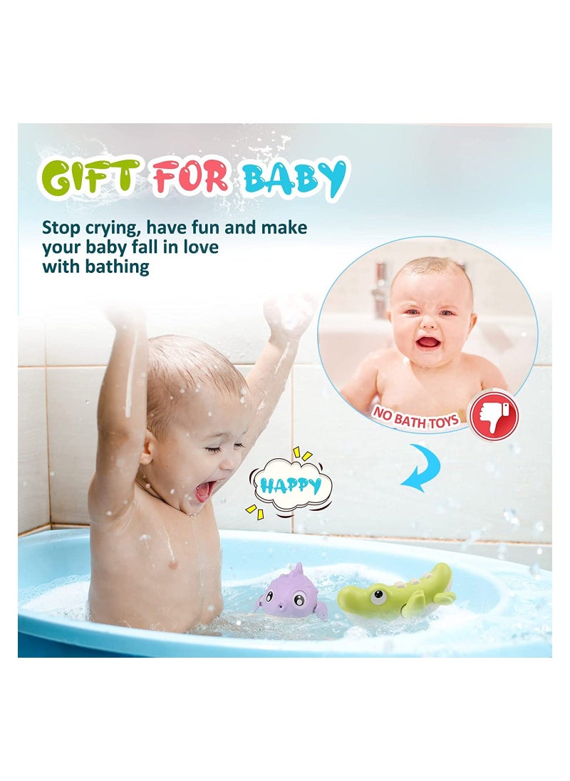 Bath Toys Cute Animal Baby Bathtub Wind Up Toys 3 Pack Swimming Pool Bath Toys for Toddlers 1-3 Water Play Set Shower Beach Gift for Age 1 2 3 4 5 6Year Old Kids Infant Boys Girls