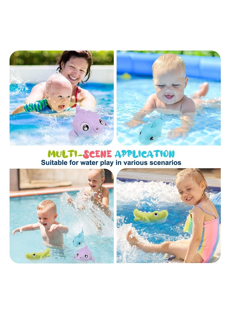 Bath Toys Cute Animal Baby Bathtub Wind Up Toys 3 Pack Swimming Pool Bath Toys for Toddlers 1-3 Water Play Set Shower Beach Gift for Age 1 2 3 4 5 6Year Old Kids Infant Boys Girls