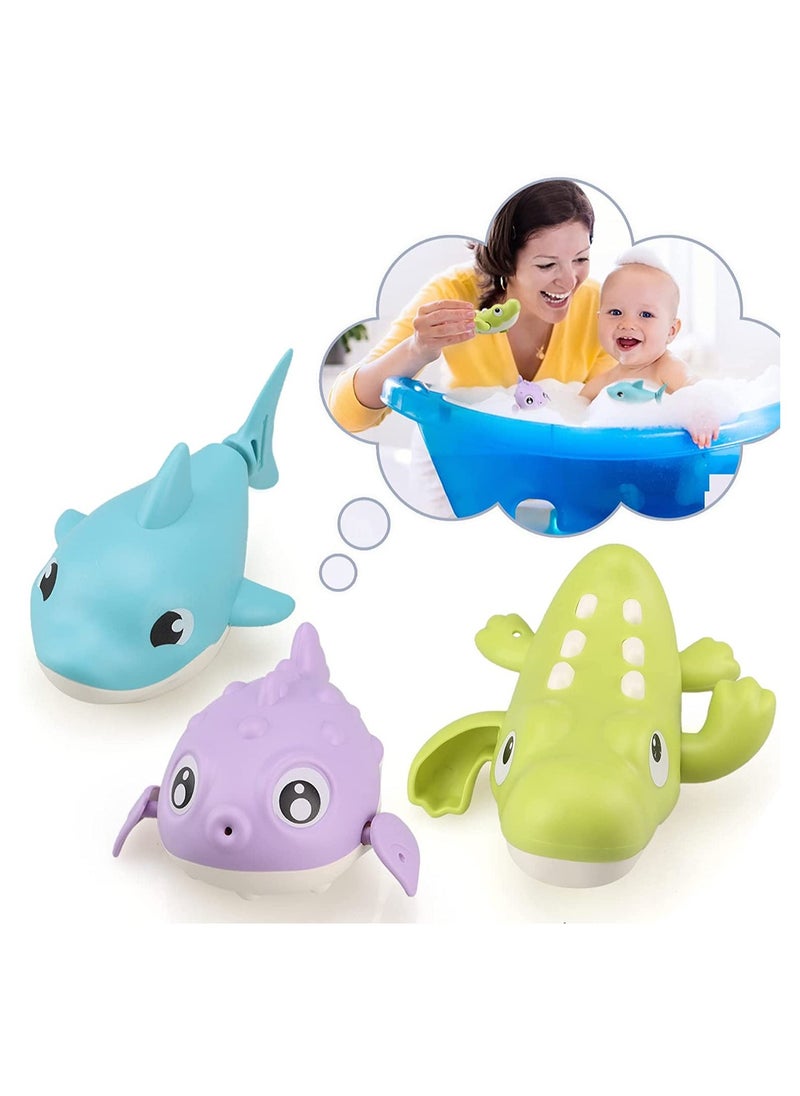 Bath Toys Cute Animal Baby Bathtub Wind Up Toys 3 Pack Swimming Pool Bath Toys for Toddlers 1-3 Water Play Set Shower Beach Gift for Age 1 2 3 4 5 6Year Old Kids Infant Boys Girls