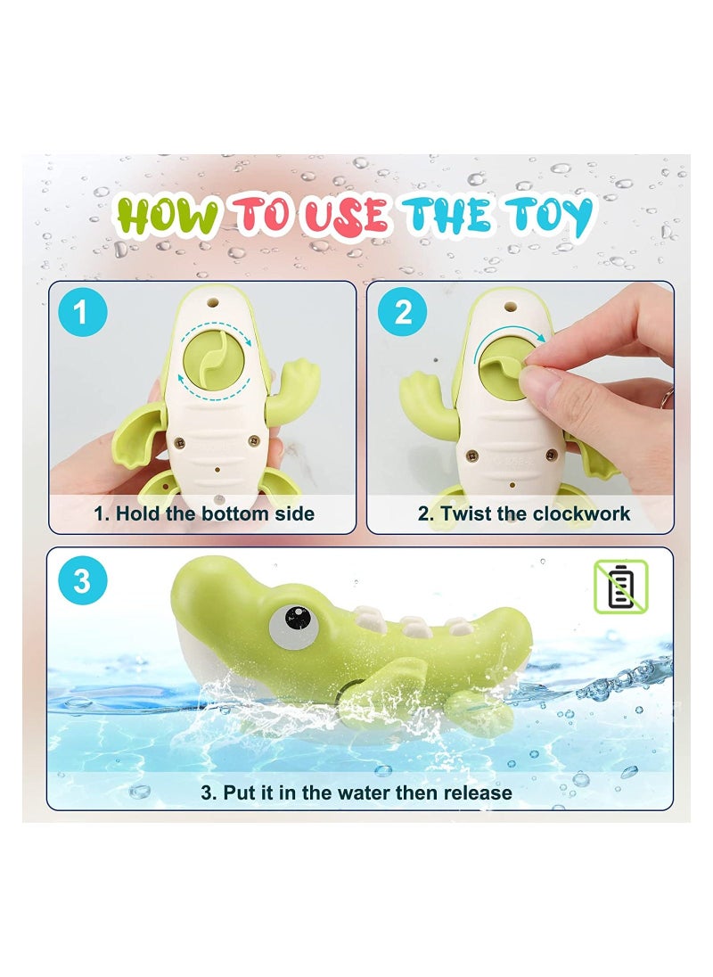 Bath Toys Cute Animal Baby Bathtub Wind Up Toys 3 Pack Swimming Pool Bath Toys for Toddlers 1-3 Water Play Set Shower Beach Gift for Age 1 2 3 4 5 6Year Old Kids Infant Boys Girls