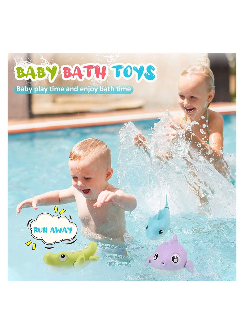 Bath Toys Cute Animal Baby Bathtub Wind Up Toys 3 Pack Swimming Pool Bath Toys for Toddlers 1-3 Water Play Set Shower Beach Gift for Age 1 2 3 4 5 6Year Old Kids Infant Boys Girls