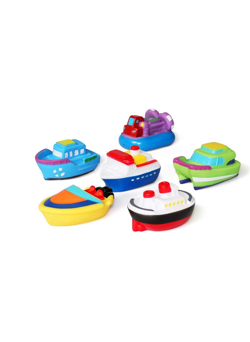 Bathtub Floating Bath Toys, Boat Toys for Toddlers 1-3 Bathtub Learning Water Toys and Bathroom Toys Bath Boats Squirters Floating Wind-up Toys Swimming Pool Games Water Play Set Gift (6PCS)