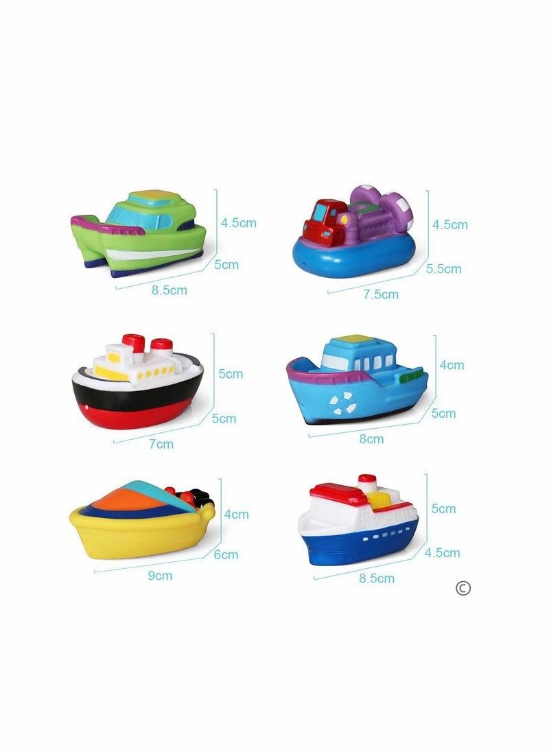 Bathtub Floating Bath Toys, Boat Toys for Toddlers 1-3 Bathtub Learning Water Toys and Bathroom Toys Bath Boats Squirters Floating Wind-up Toys Swimming Pool Games Water Play Set Gift (6PCS)