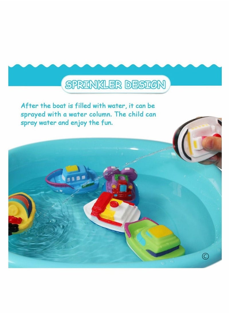 Bathtub Floating Bath Toys, Boat Toys for Toddlers 1-3 Bathtub Learning Water Toys and Bathroom Toys Bath Boats Squirters Floating Wind-up Toys Swimming Pool Games Water Play Set Gift (6PCS)