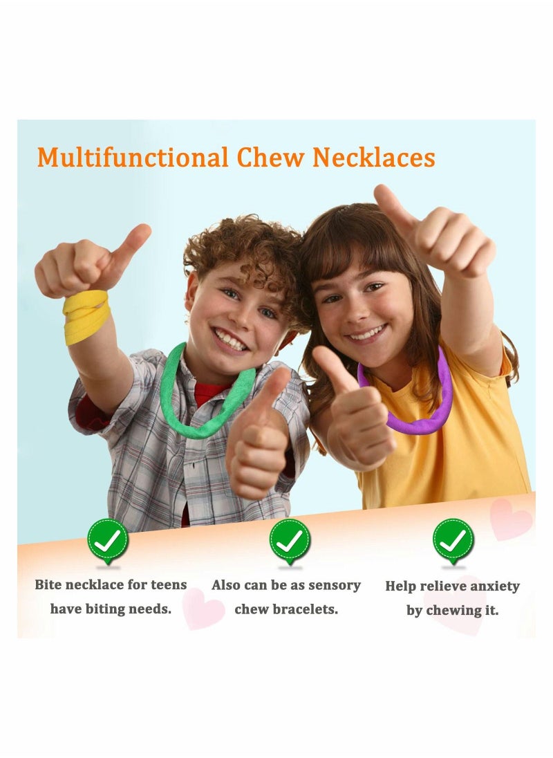 Chew Necklaces for Sensory Kids 8 Pieces Soft and Absorbent Terry Cloth Teething Chewy Necklace Absorbent Alternative to Chewing Clothing