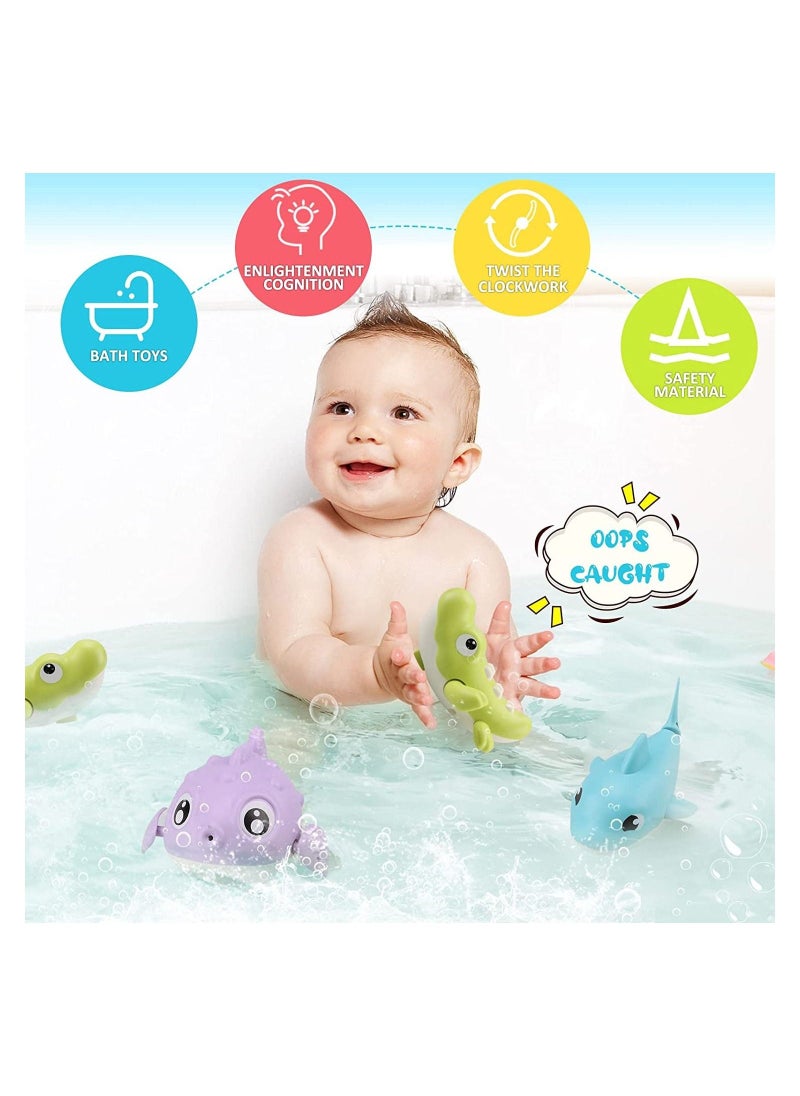 Bath Toys Cute Animal Baby Bathtub Wind Up Toys 3 Pack Swimming Pool Bath Toys for Toddlers 1-3 Water Play Set Shower Beach Gift for Age 1 2 3 4 5 6Year Old Kids Infant Boys Girls