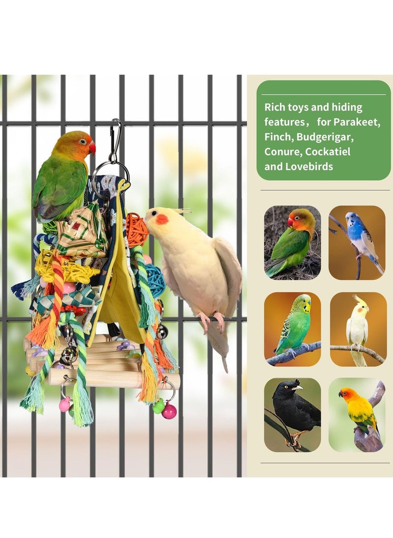 Bird Foraging Toys, Bird Toys with Array of Chewable Parrot Toys,Climbing Toys for Small to Medium Parrot, Suitable for Lovebird, Parakeet, Budgie, Conure, Cockatiel