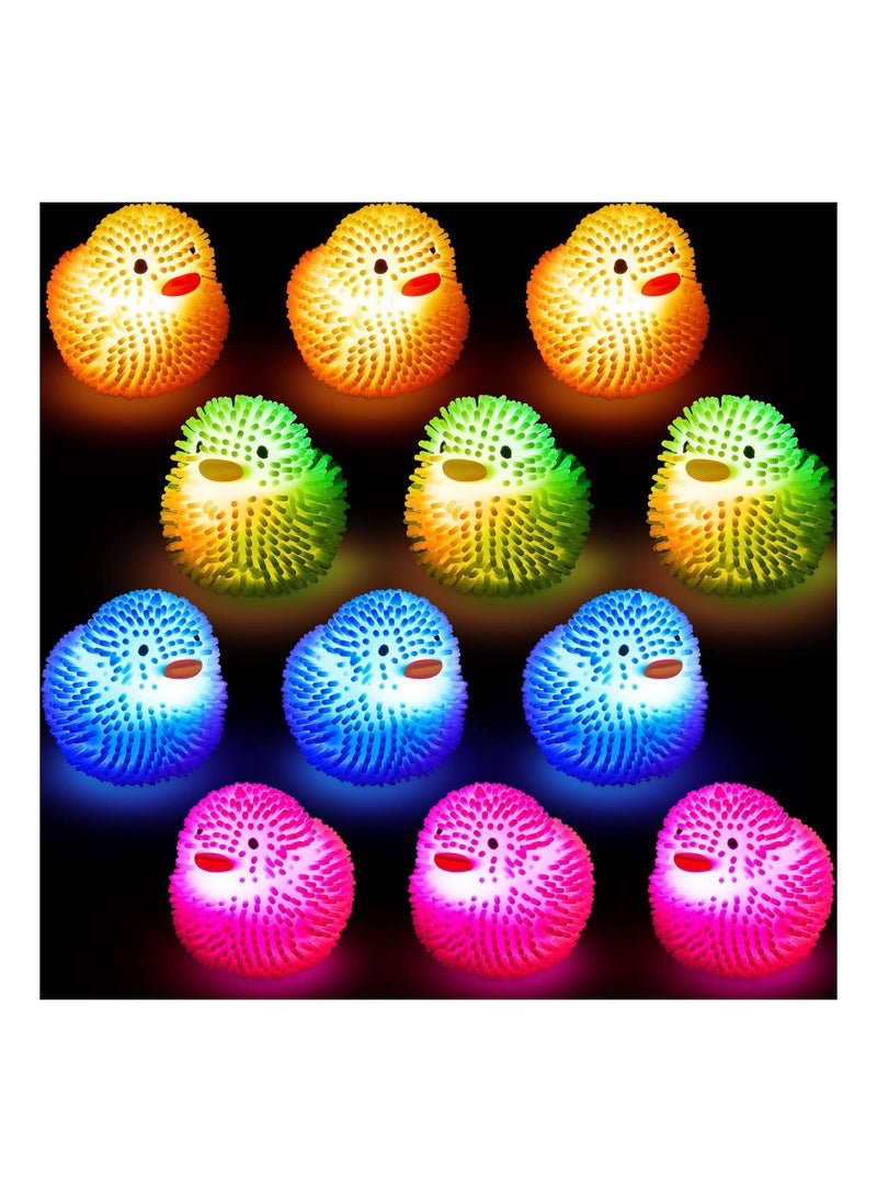 Floating Duck, Bath Toys for Kid Toddlers, 12 Pack LED Puffer Ball, Ducks Glow Balls, Small Light up Ball, Funky Flashing Ducks Bathtub, Basket Stuffers, Classroom Prize Supplies (Color Random)