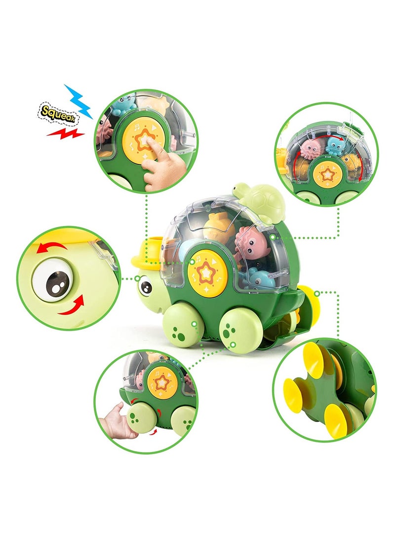 Bath Toys for Toddlers 18 Months+ Turtle Bath Toy for Baby 2 3 Years Old Bathtub Water Toy for Infant Girl Boy with Waterwheel 3 Strong Suction Cups Baby Car Toy