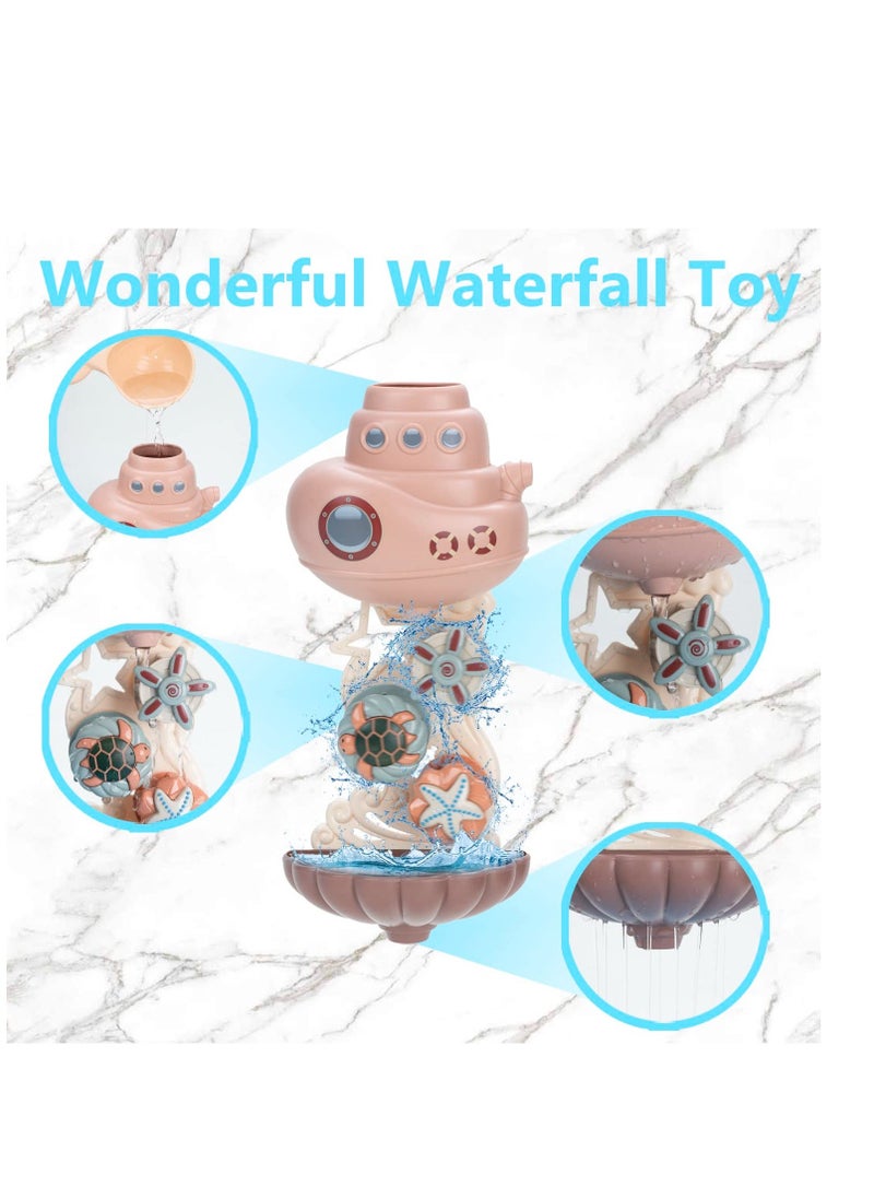 Baby Bath Toys for Toddlers 1-3, Bathtub Water Toys for Infants 6-12 Months, Contains 4 Stacking Cups, 2 Boats 2 Whale-Shaped Spoons, Mold Free Bath Toy for Birthday Gift for Boys/Girls