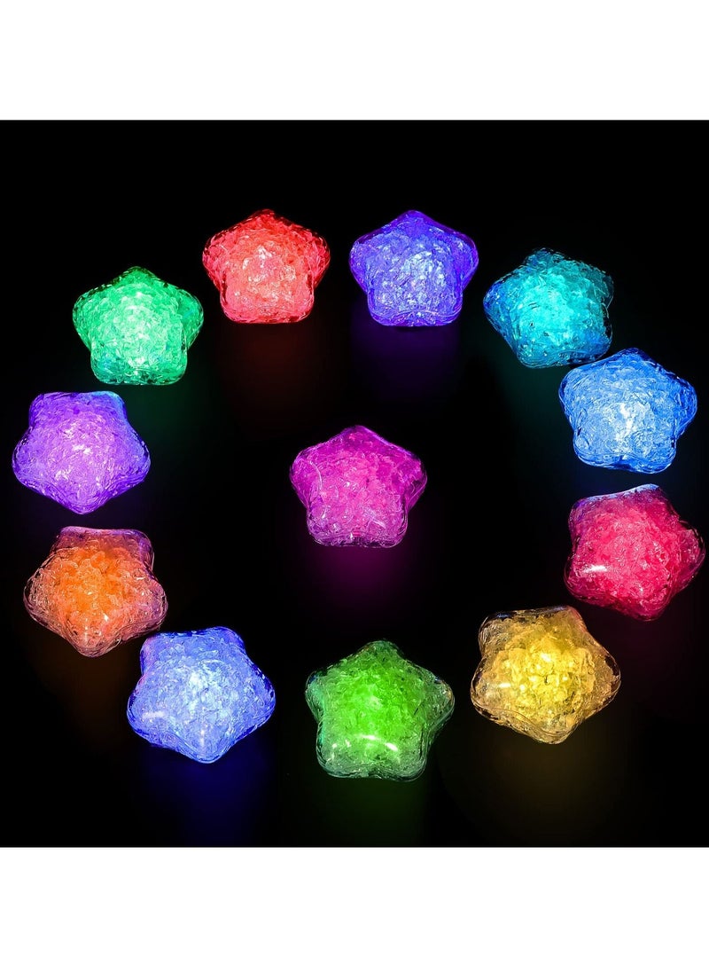 12 Pcs Baby Bath Toys, Twinkle Star Glowing Color Changing Star Glowing Color Changing LED Light Baby Light Up Bathtub Toys for Bathroom Shower Game Swimming Pool Party