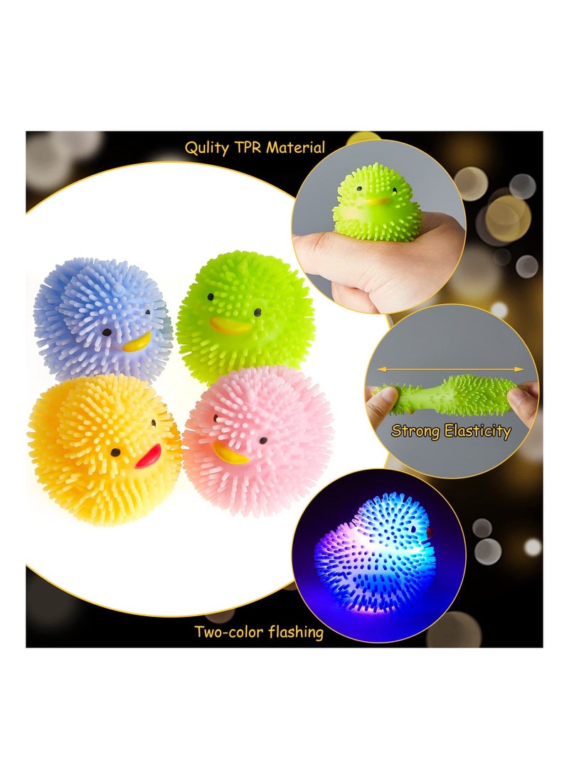 Floating Duck, Bath Toys for Kid Toddlers, 12 Pack LED Puffer Ball, Ducks Glow Balls, Small Light up Ball, Funky Flashing Ducks Bathtub, Basket Stuffers, Classroom Prize Supplies (Color Random)