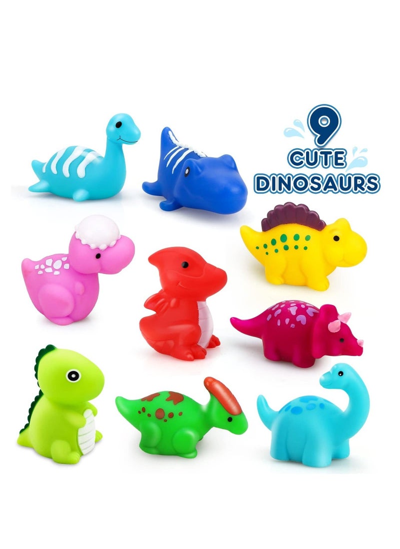 Dinosaur Light Up Bath Toys for Toddlers 3-4, 9Pcs Kids Bath Time Toys, Toddler Dinosaur Bath Toys,  No Hole Bath Tub Toys, Baby Light Up Pool Toys for The Tub Kids, Girl Boy Fun Bath Toys