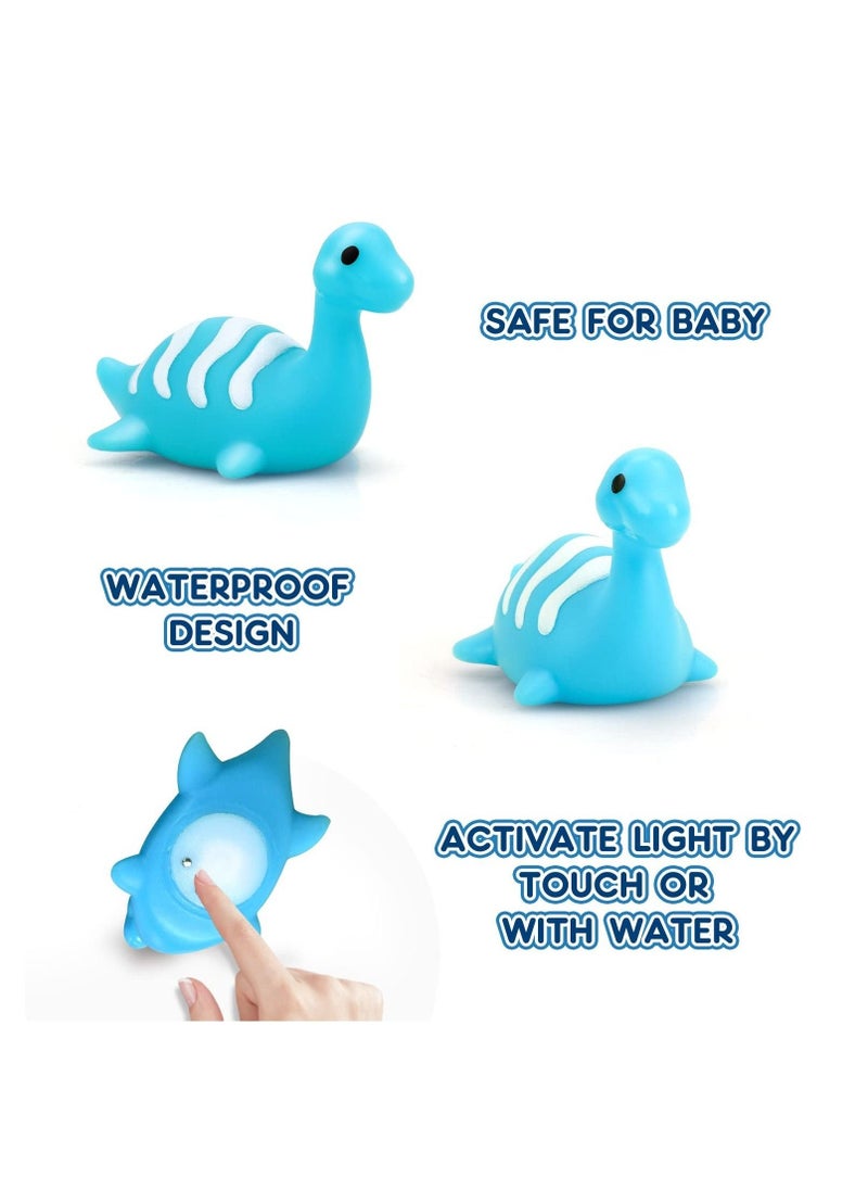 Dinosaur Light Up Bath Toys for Toddlers 3-4, 9Pcs Kids Bath Time Toys, Toddler Dinosaur Bath Toys,  No Hole Bath Tub Toys, Baby Light Up Pool Toys for The Tub Kids, Girl Boy Fun Bath Toys