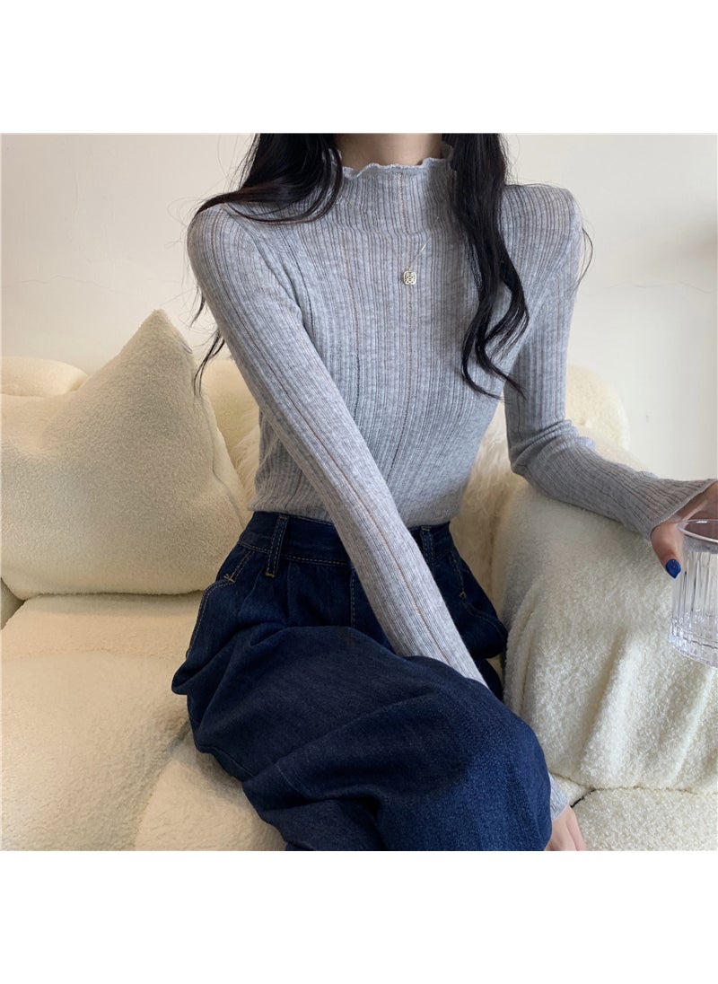 2023 Autumn Winter Elegant Turtleneck Knit Top Women White