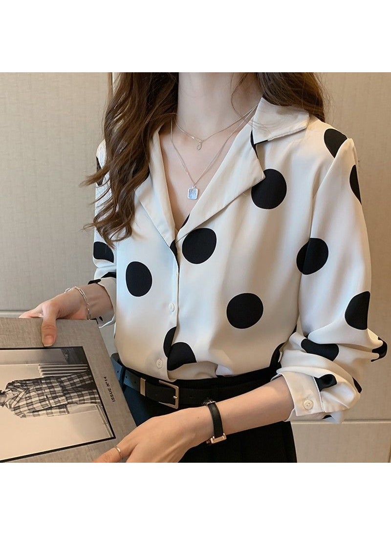 Chiffon Polka Dot Shirt Plus Size Spring 2024 Green