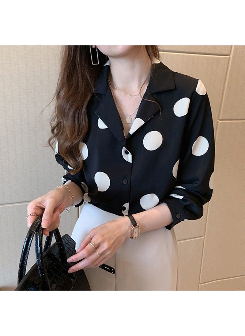 Chiffon Polka Dot Shirt Plus Size Spring 2024 Green