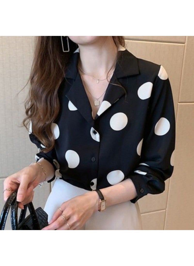 Chiffon Polka Dot Shirt Plus Size Spring 2024 Green