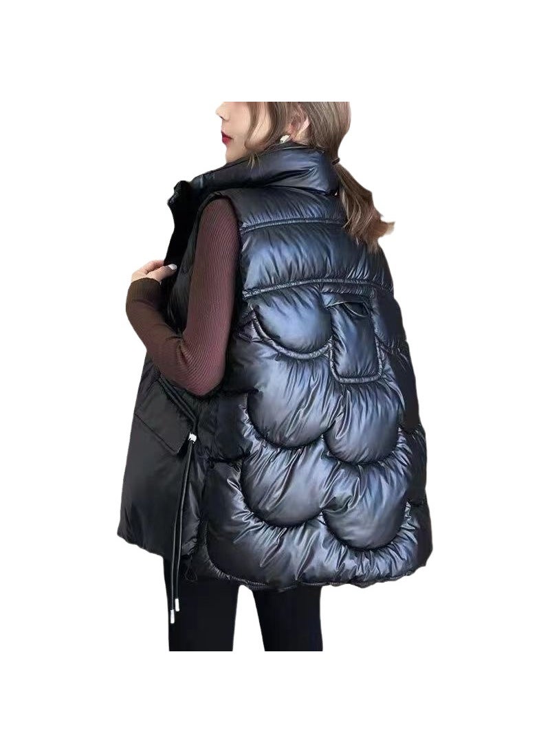 Womens Puffer Vest Sleeveless Fashion Autumn Winter Black