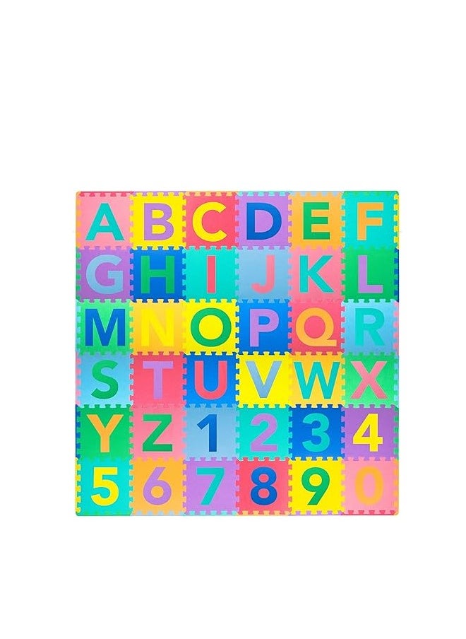 ProSource Kids Foam Puzzle Floor Play Mat with Shapes & Colors 36 Tiles, 12