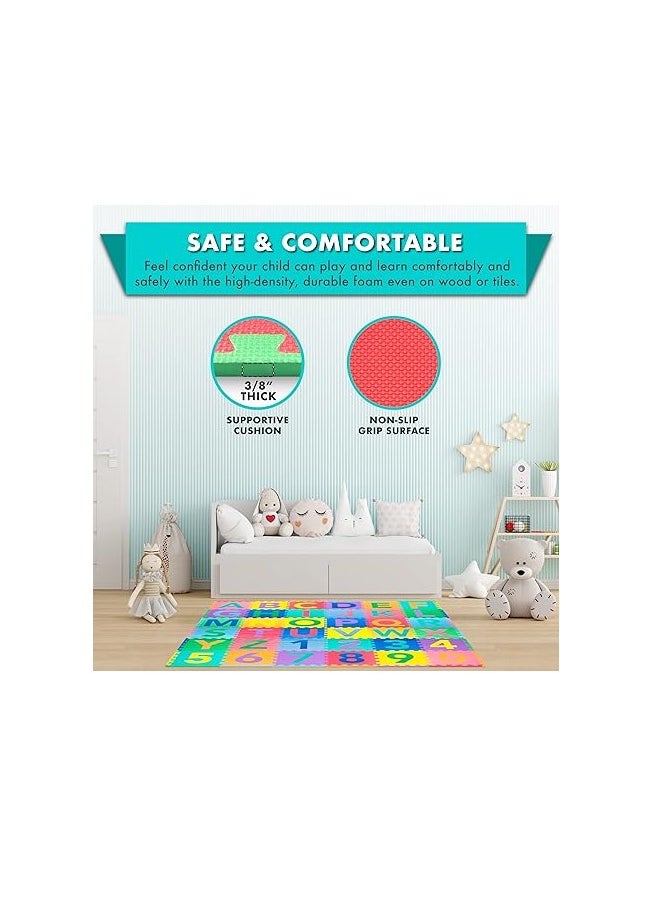 ProSource Kids Foam Puzzle Floor Play Mat with Shapes & Colors 36 Tiles, 12