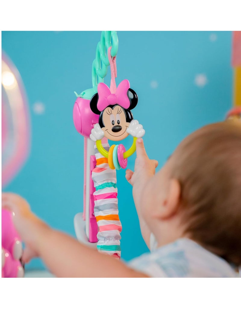 Bright Starts Disney Baby Minnie Mouse Forever Besties Baby Activity Center Jumper with 10 Toys, Lights & Sounds, 360-Degree Seat, 6-12 Months (Pink)