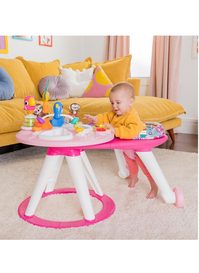 Bright Starts Around We Go 2-in-1 Walk-Around Baby Activity Center & Table, Tropic Coral, Ages 6 Months+