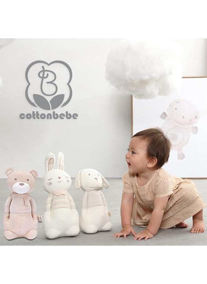 COTTONEBEBE Organic Baby Toys, Bunny Stuffed Animal Toy with Lullaby Music for Infant Babies 0 3 6 12 to 36 Months Boy & Girl,Ideal Gift for Newborn