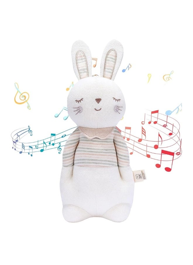 COTTONEBEBE Organic Baby Toys, Bunny Stuffed Animal Toy with Lullaby Music for Infant Babies 0 3 6 12 to 36 Months Boy & Girl,Ideal Gift for Newborn