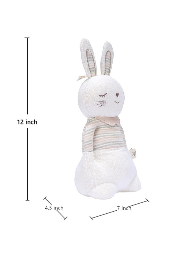 COTTONEBEBE Organic Baby Toys, Bunny Stuffed Animal Toy with Lullaby Music for Infant Babies 0 3 6 12 to 36 Months Boy & Girl,Ideal Gift for Newborn