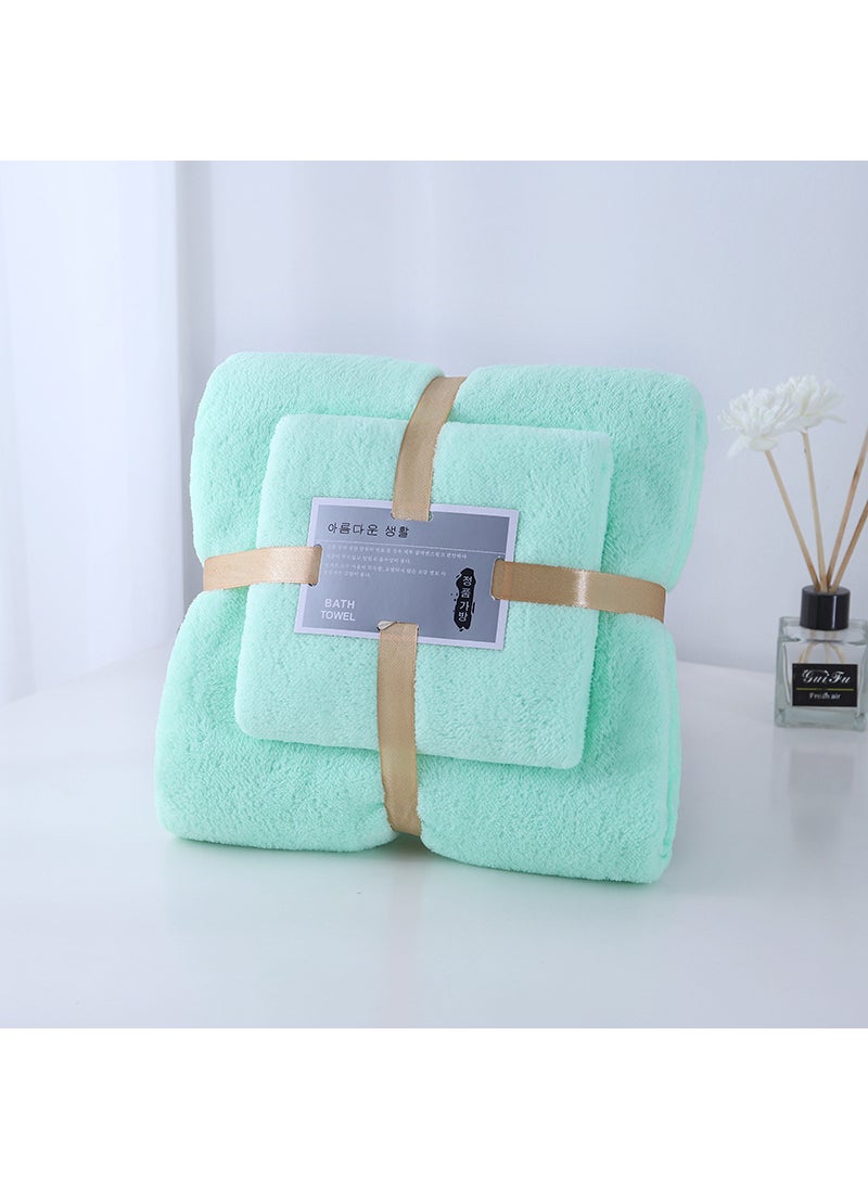 Coral Fleece Towel Set Soft Absorbent Green